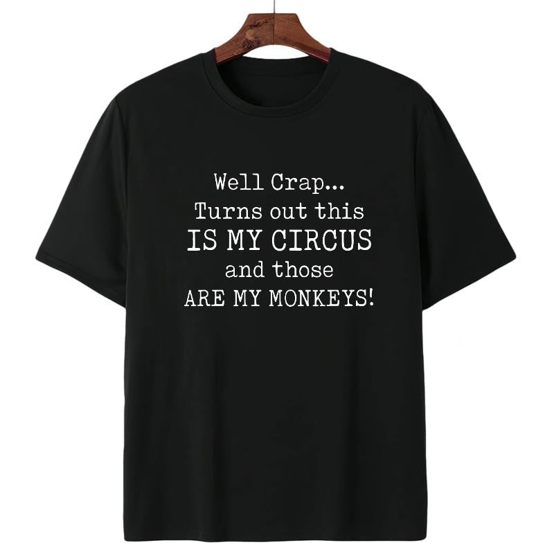 Comfortable Cotton T-Shirt Featuring Circus Monkeys Saying